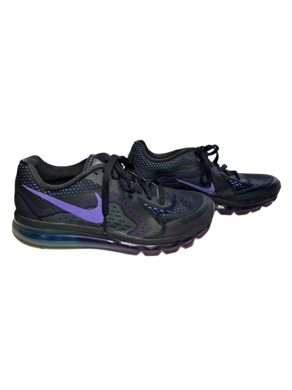 Nike Air Max 2014 Black Purple Blue Running Shoes Men's 8 Women's 9.5 Used